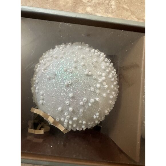 NIB Tinsel & Fir Set Of 3 Glass Ornament Christmas Decoration - Picture 3 of 3